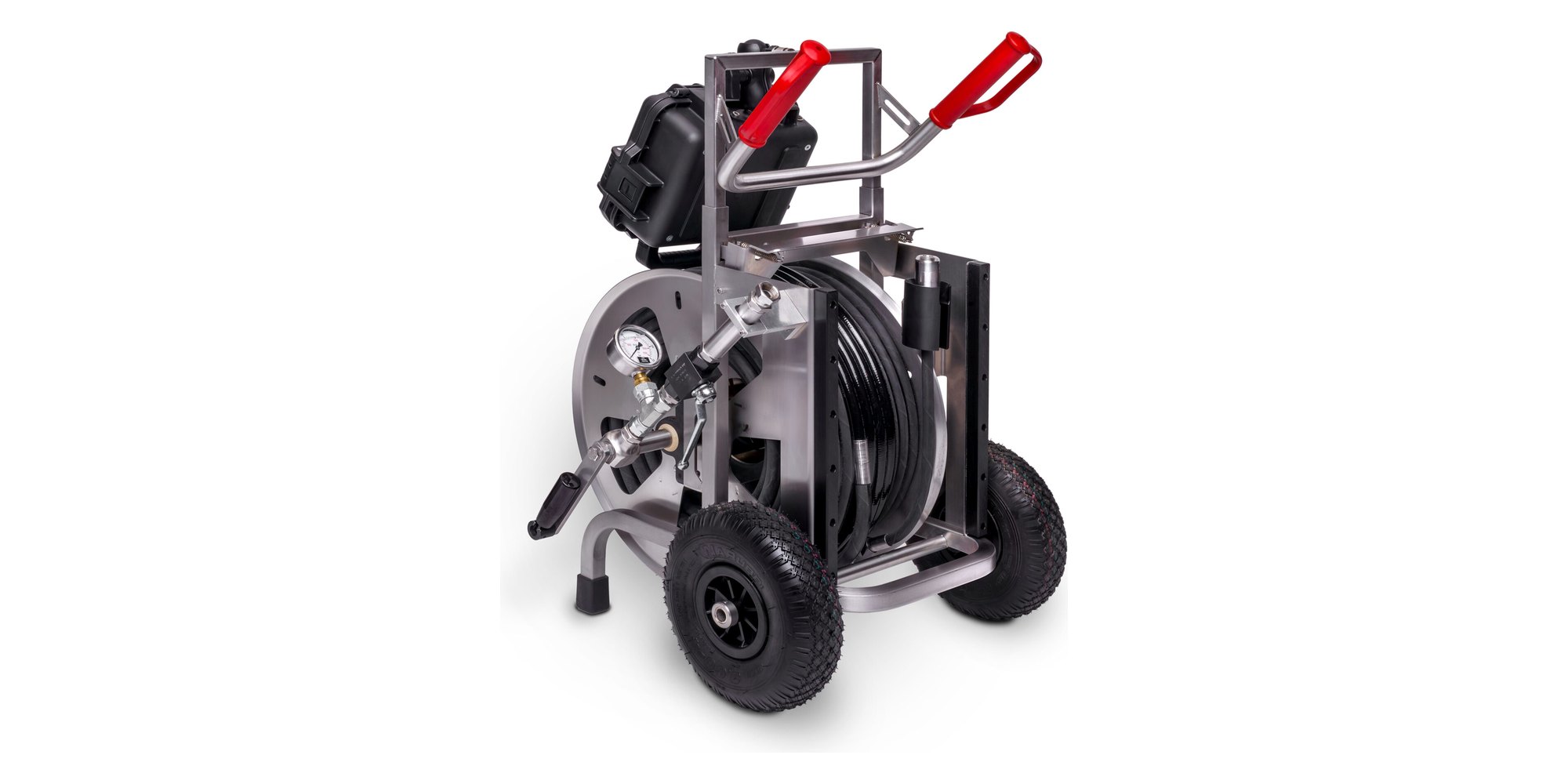 Optronic JetCam 40 PRO, fahrbares Gerät mit Schlauchhaspel, Manometer und Steuereinheit